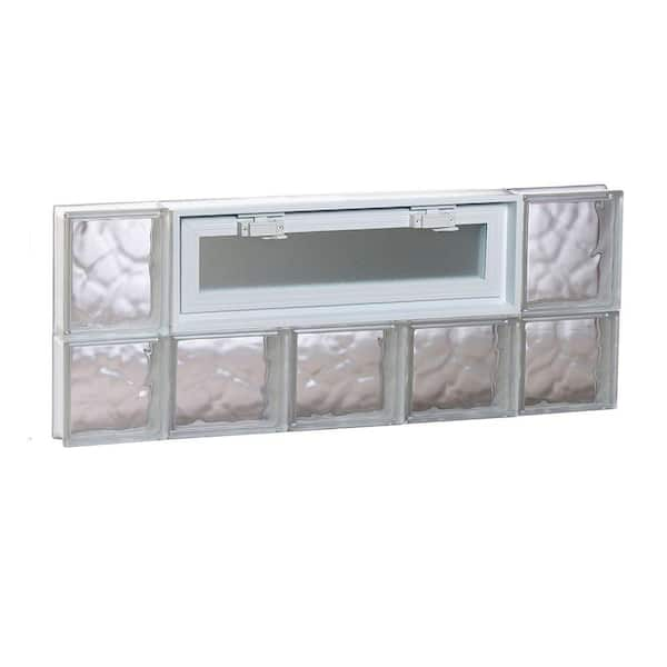 Clearly Secure 34.75 in. x 13.5 in. x 3.125 in. Frameless Wave Pattern Vented Glass Block Window