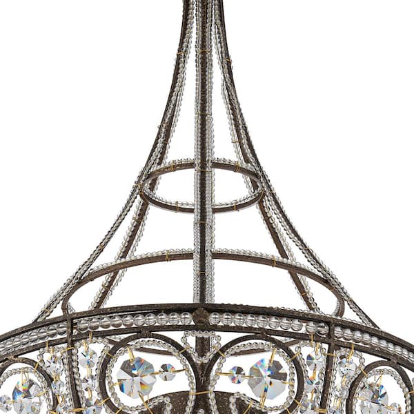 HUOKU Iridescent 15 in. 4-Light Antique Rust Convertible Semi