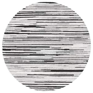 Melody Ivory/Black 7 ft. x 7 ft. Striped Round Area Rug