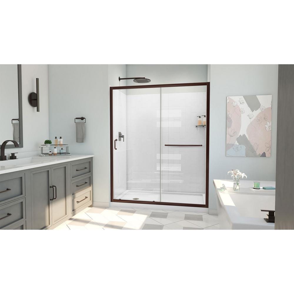 Oil Rubbed Bronze Semi-Frameless Shower Kit with Clear Glass