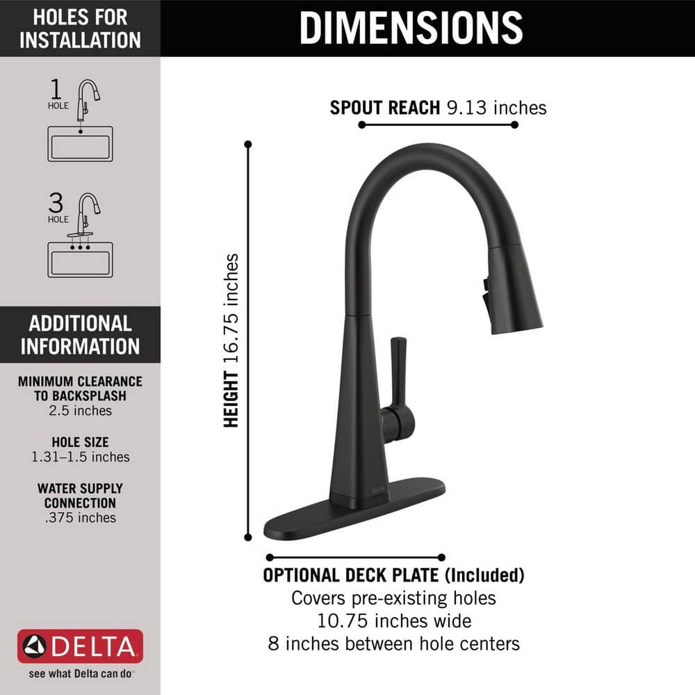 Matte Black Touch Kitchen Faucet with Pull-Down Sprayer
