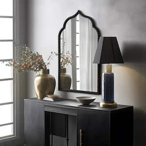 24 in. W x 36 in. H Arched Metal Iron Framed Vintage Classic Black Wall Decorative Mirror