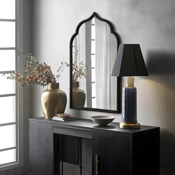 Dovelina 24 in. W x 36 in. H Arched Metal Iron Framed Vintage Classic Black Wall Decorative Mirror