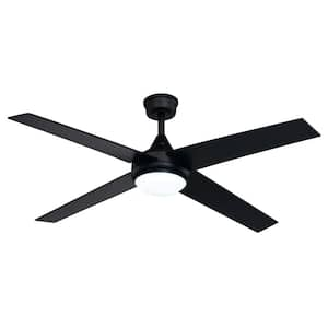 Hamlin 52 in. Black Indoor Contemporary Ceiling Fan with LED Light Kit and Remote