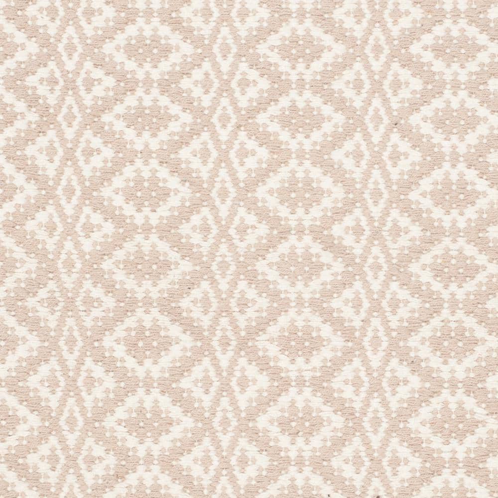 Ivory Beige Geometric Flat Woven Cotton Area Rug