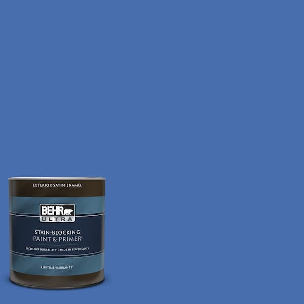BEHR ULTRA 1 qt. #PPU15-05 New Age Blue Satin Enamel Exterior Paint & Primer
