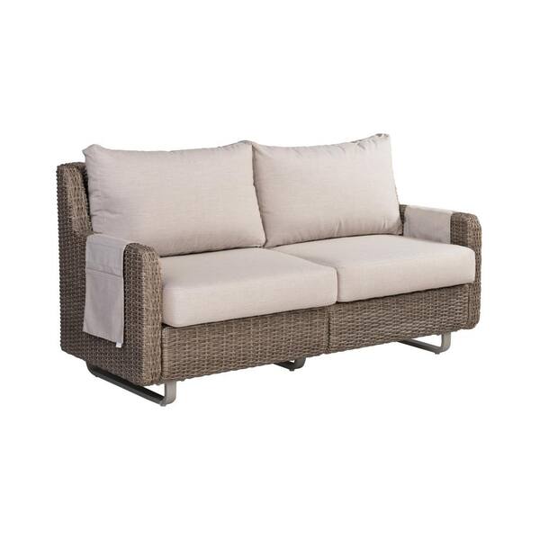 FLEXSTEEL Vista Wicker Outdoor Loveseat with Sunbrella Fabric Cushions