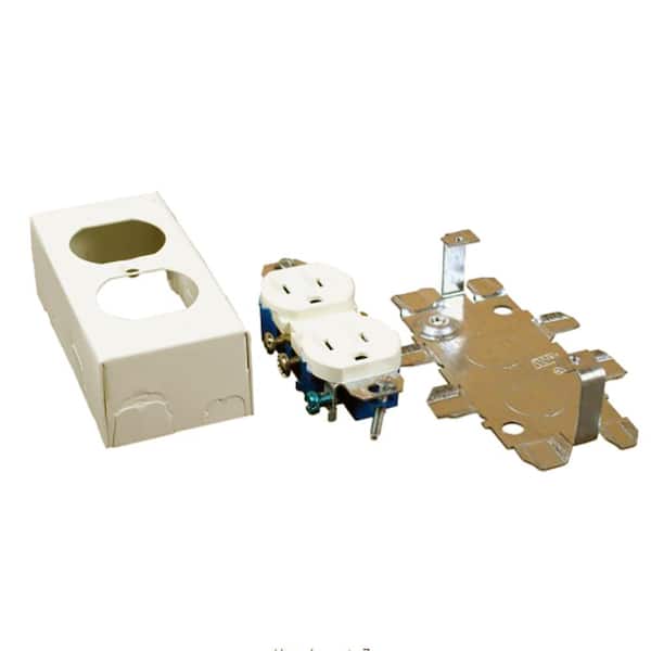 Legrand Wiremold 500 and 700 Series Metal Surface Raceway Duplex Grounding Receptacle Kit, Ivory