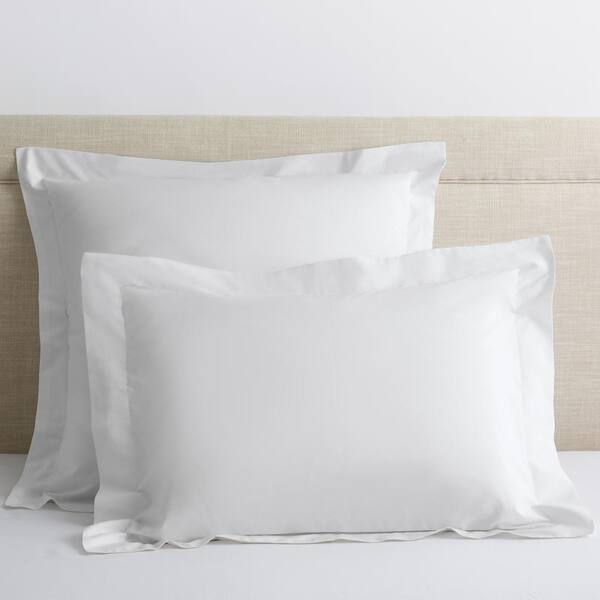 The Company Store Legends Hotel Organic White Solid 300-Thread Count Cotton Percale Standard Sham