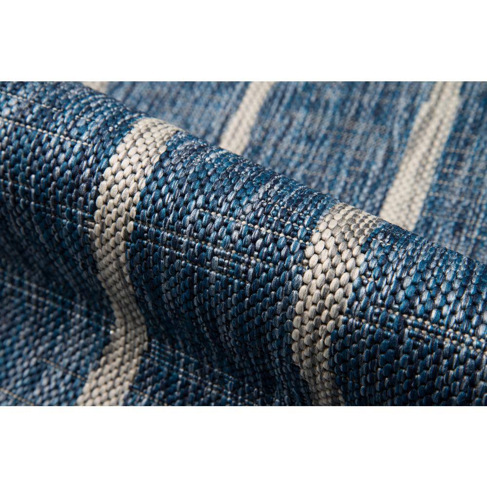 Coastal Stripe Blue Synthetic 5'3" x 7'6" Easy-Care Area Rug