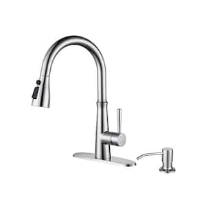 Single Handle Pull Down Sprayer Kitchen Faucet with Advanced Spray, Pull Out Spray Wand in Stainless, Polished Chrome
