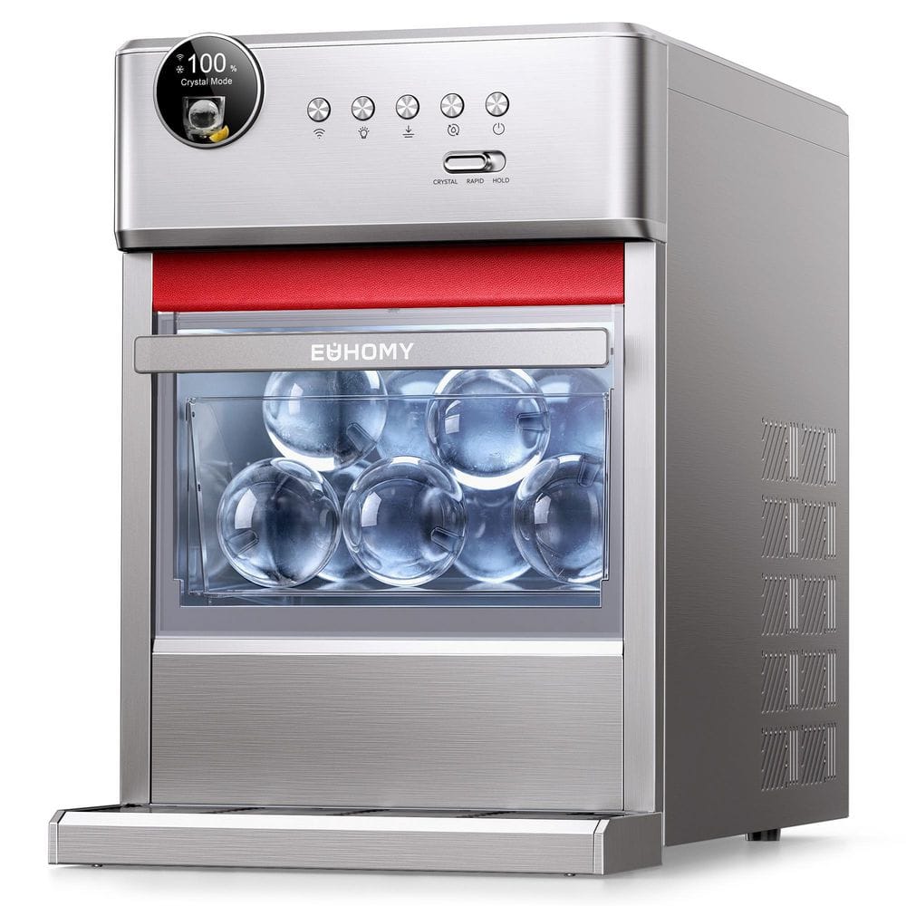 17.5 in. Countertop Ice Maker Clear Cocktail Sphere Ice, 2.5 in. Ice Balls, 96-Pieces/24H with App Control in Silver