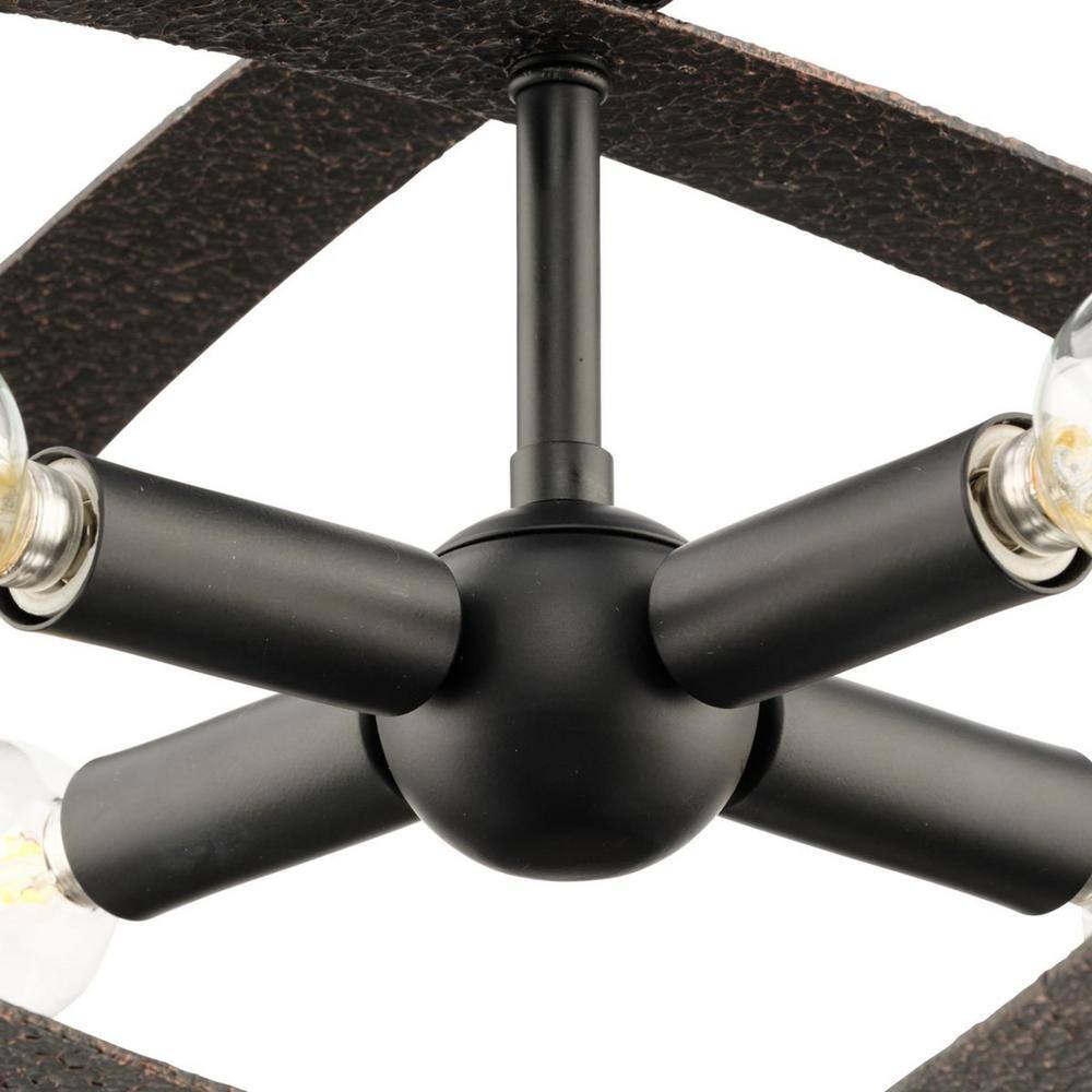 Matte Black 24" 4-Light Semi-Flush Mount Ceiling Fixture