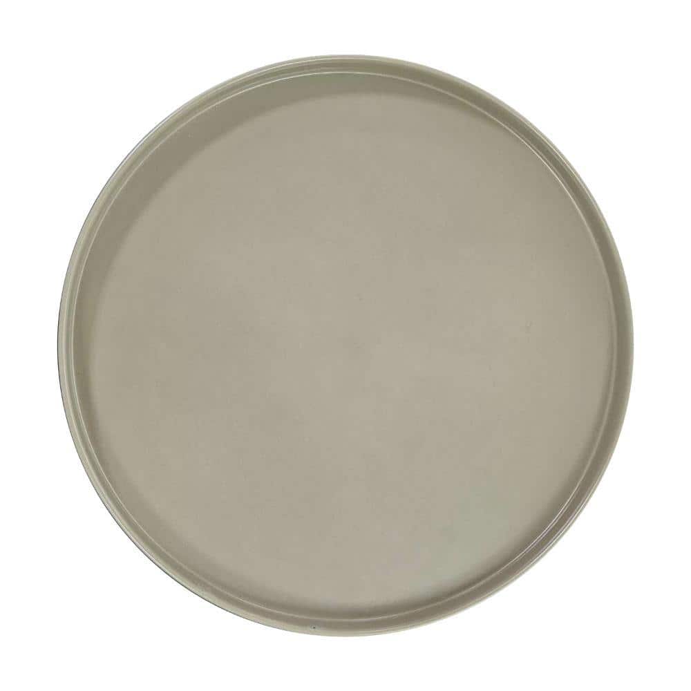 Beige 18" Round Metal Tray Top Foldable Side Table