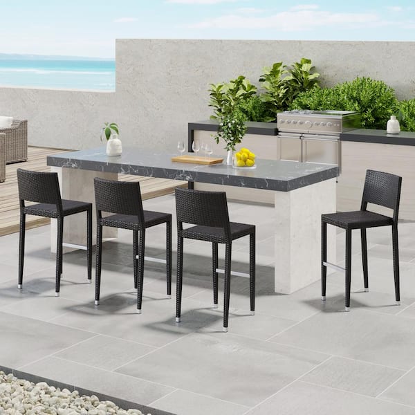 30" Stackable Wicker Outdoor Bar Stool - Set of 4