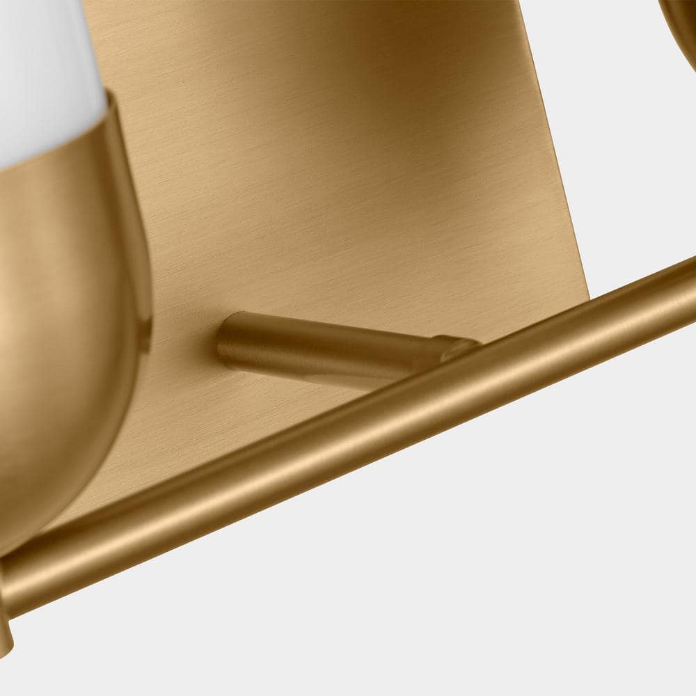 Satin Brass 2-Light Vanity with Milk Glass Shades