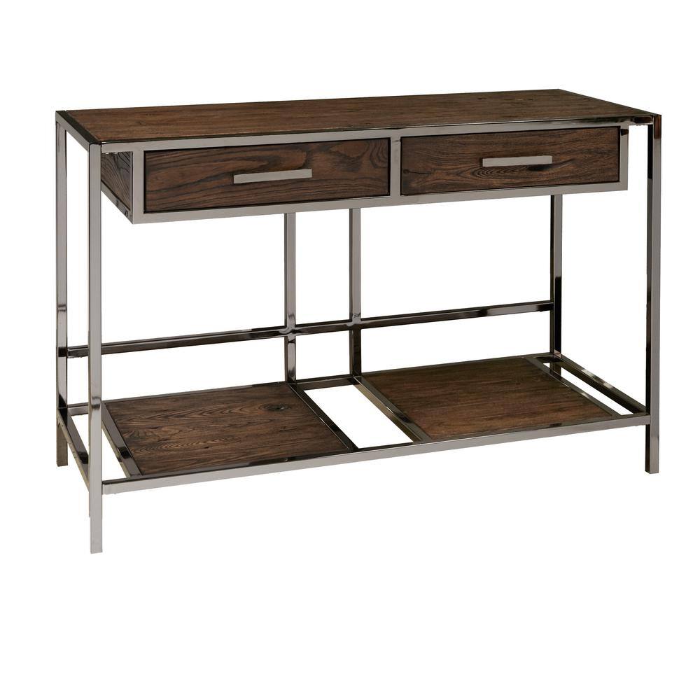 Pulaski Furniture Modern 42 in. Gray/Brown Rectangle Wood Console Table with Drawers, wood/metal -  DS-D153-215