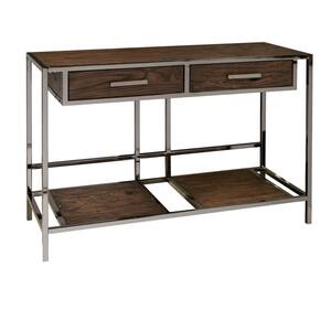 Modern 42 in. Gray/Brown Rectangle Wood Console Table with Drawers