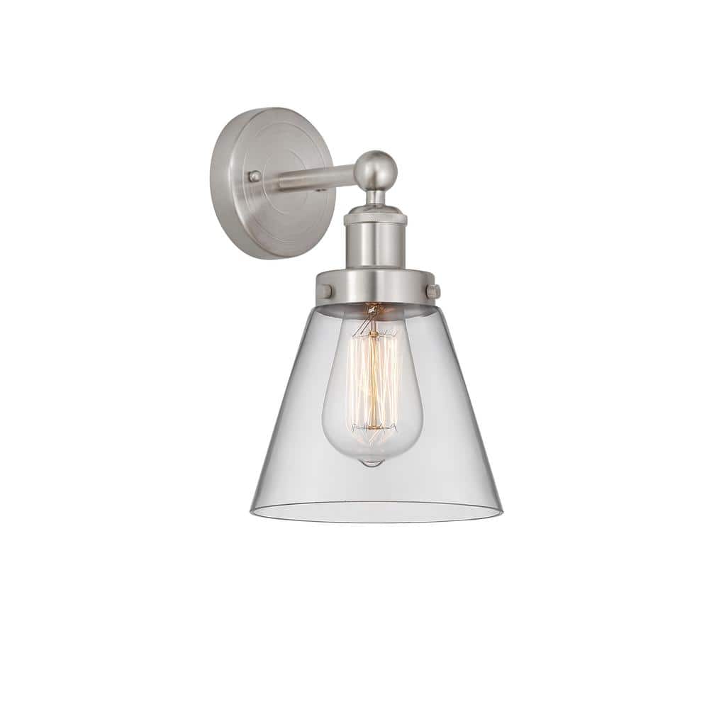 Cone 1-Light Brushed Satin Nickel, Clear Wall Sconce with Clear Glass Shade price history on PriceWatchPro