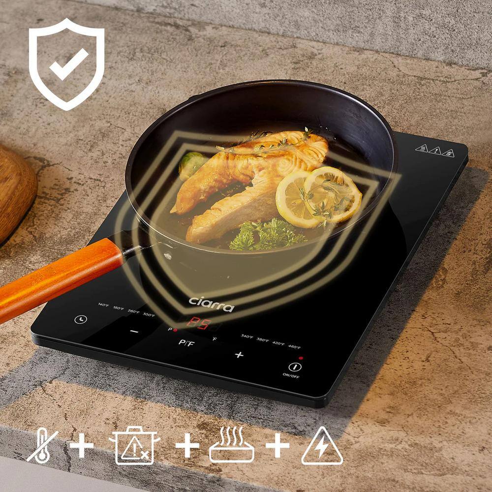 Ciarra Black Glass Portable Induction Cooktop with Touch Control