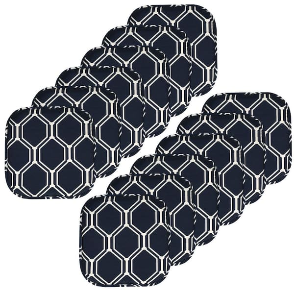 Sweet Home Collection Mirage Square Memory Foam 16 in. x 16 in. Non-Slip Back Chair Seat Cushion Navy/White (12-Pack)