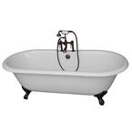 5.6 ft. Cast Iron Imperial Feet Double Roll Top Tub in White with Oil Rubbed Bronze Accessories