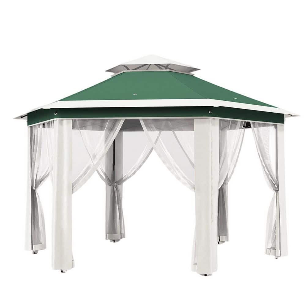 OUTGOODS 13 ft. x 13 ft. Beige and Green Steel Pop Up Outdoor