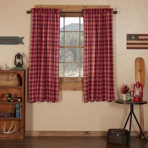 Braxton 36 in W x 63 in L Scalloped Cotton Light Filtering Rod Pocket Window Panel Red Tan Brown Pair