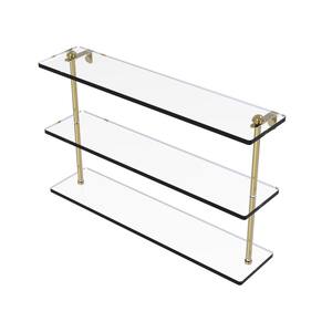 Allied Brass Dottingham 16 in. Double Glass Shelf with Gallery Rail in  Unlacquered Brass DT-2/16-GAL-UNL - The Home Depot
