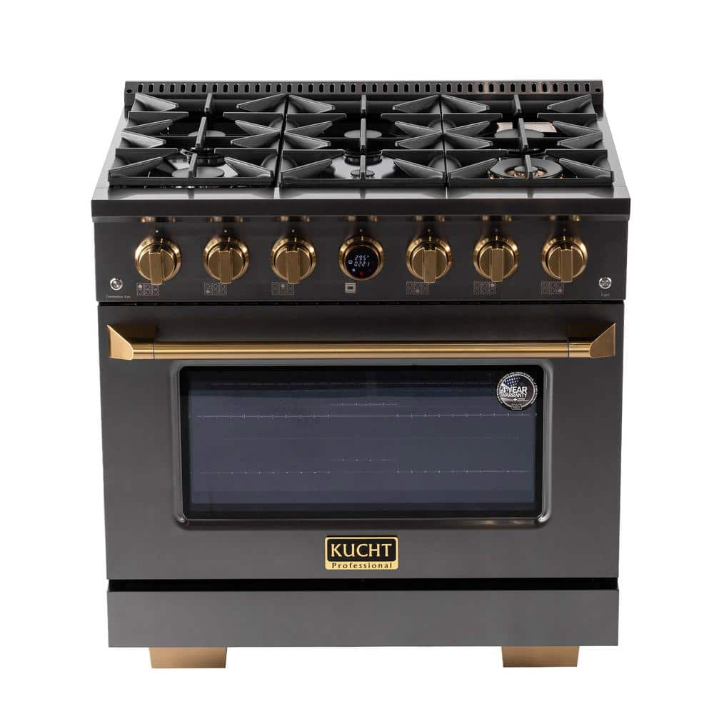 Kucht 36 in. 5.2 cu. ft. 6-Burners Dual Fuel Range Natural Gas in ...