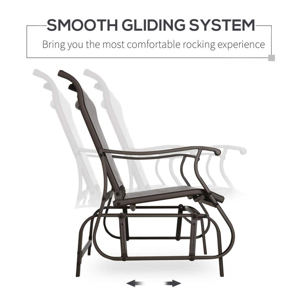Gray Steel Outdoor Double Glider Bench with Mesh Seat