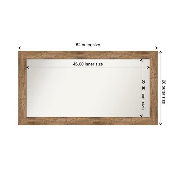 Amanti Art Owl Brown 51.5 in. W. x 27.5 in. Custom Non-Beveled Wood Framed Bathroom Vanity Wall Mirror