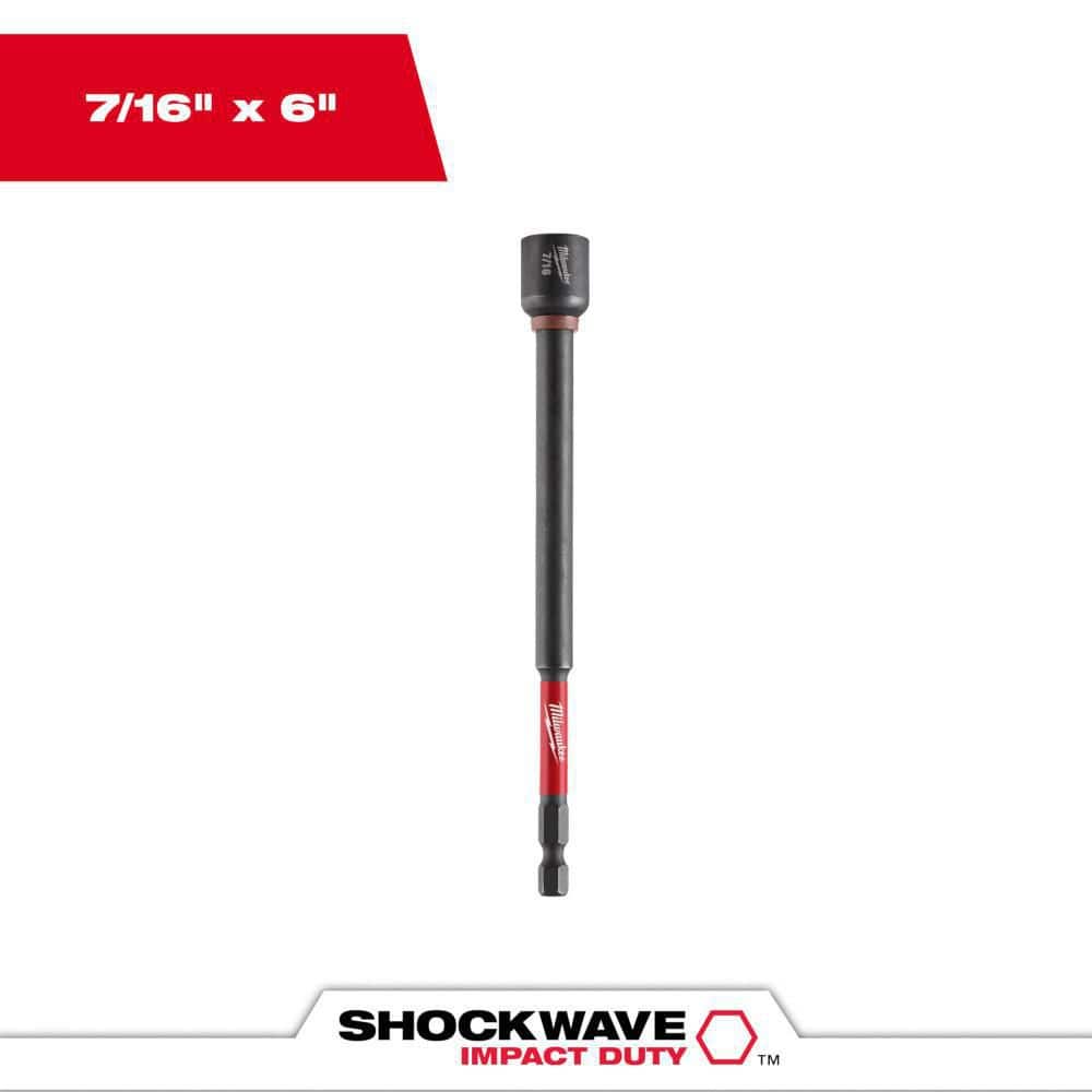 Milwaukee SHOCKWAVE Impact Duty 7/16 in. x 6 in. Alloy Steel Magnetic Nut Driver (1-Pack) -  49-66-4586
