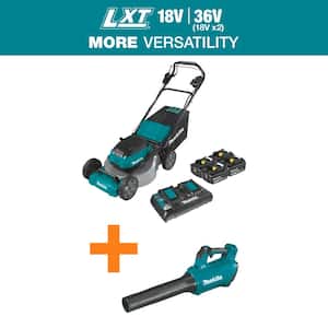 18V X2(36V) LXT Lithium-Ion Cordless 21 in. Walk Behind Lawn Mower Kit w/4 Batteries 5.0Ah with 18V Blower, Tool Only
