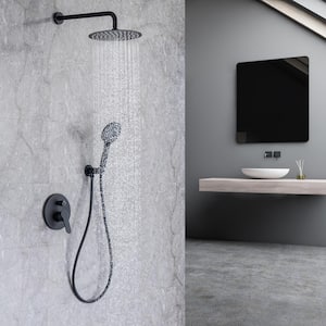1-Spray 10 in. Dual Shower Head Wall Mounted Fixed and Handheld Shower Head 2.5 GPM in Matte Black