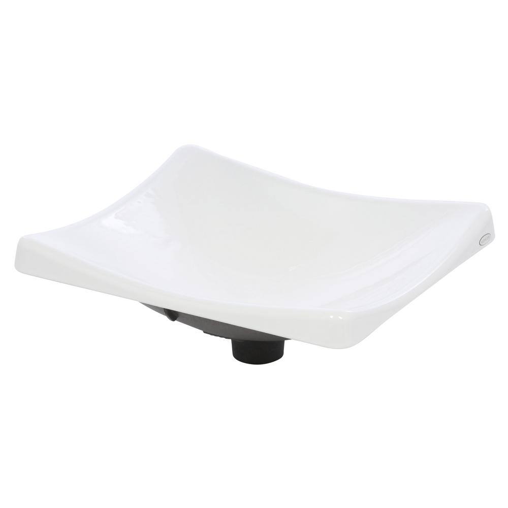 DemiLav White Cast Iron Rectangular Above-Counter Bathroom Sink