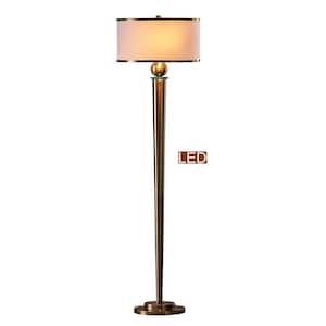 63 in. Antique Satin Brass Venetian LED Floor Lamp