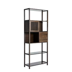 Selma Bamboo Bookcase - Left Facing Spindle Cabinet, Cappuccino