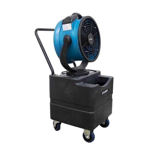 14 in. 3-Speed Misting Personal Fan in Blue with Oscillation, Water Pump, Hose and 11.8 Gal. Water Tank