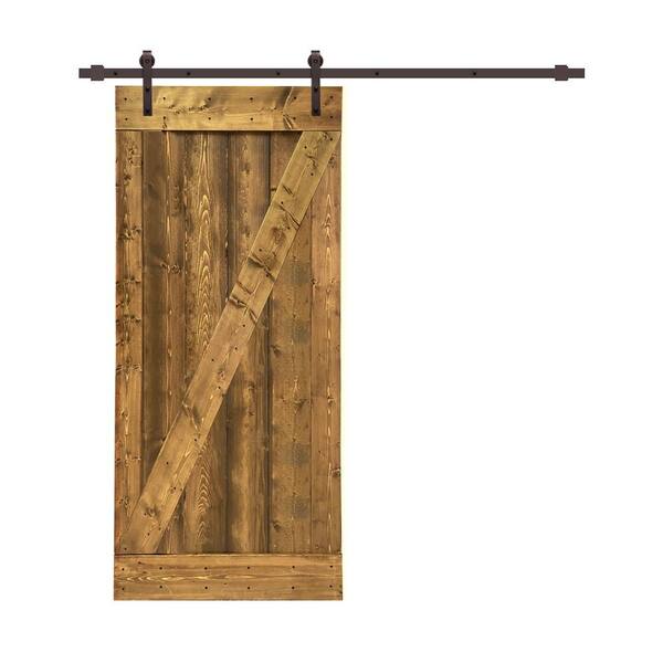 Calhome 24 In X 84 In Knotty Pine Finished Wood Sliding Barn Door Slab With Bent Strap 1319