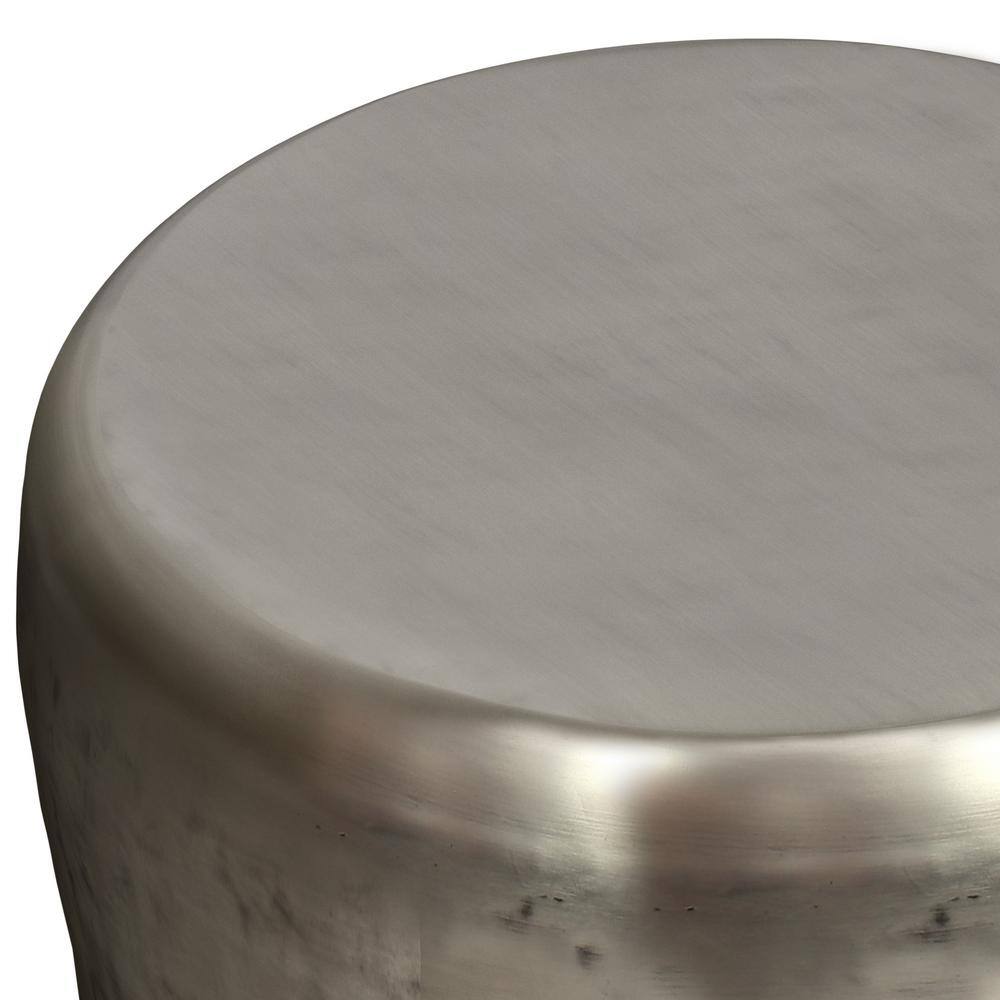 Antique Silver 20" Metal Drum Side Table