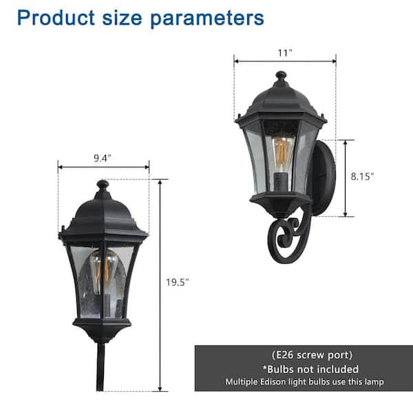 Black 1-Light Outdoor Hardwired Wall Lantern Sconce Outdoor Black 1-Light Outdoor Hardwired Wall Lantern Sconce Outdoor