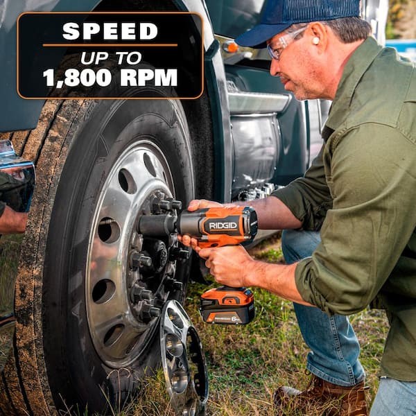 RIDGID - 18V Brushless Cordless 4-Mode 1/2 in. High-Torque Impact Wrench Kit with (2) 4.0 Ah Lithium-Ion Batteries and Charger