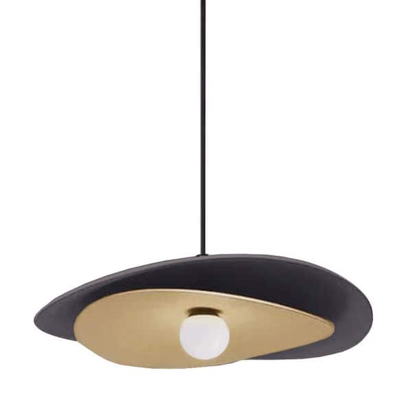 Dainolite Paven 12-Watt 1-Light Matte Black/Aged Brass Tier Integrated LED Pendant Light