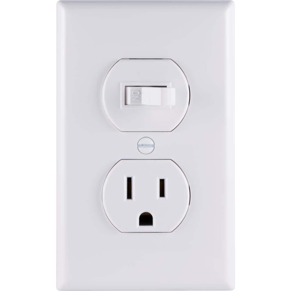 White Thermoplastic Single Pole Toggle Switch and Outlet