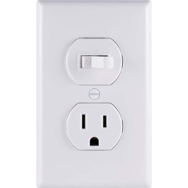 GE Wireless Remote Wall Switch Light Control, No Wiring Needed, 1 Grounded  Outlet, Off White Paddle, Plug-In, Up to 100ft Range, Ideal for Indoor