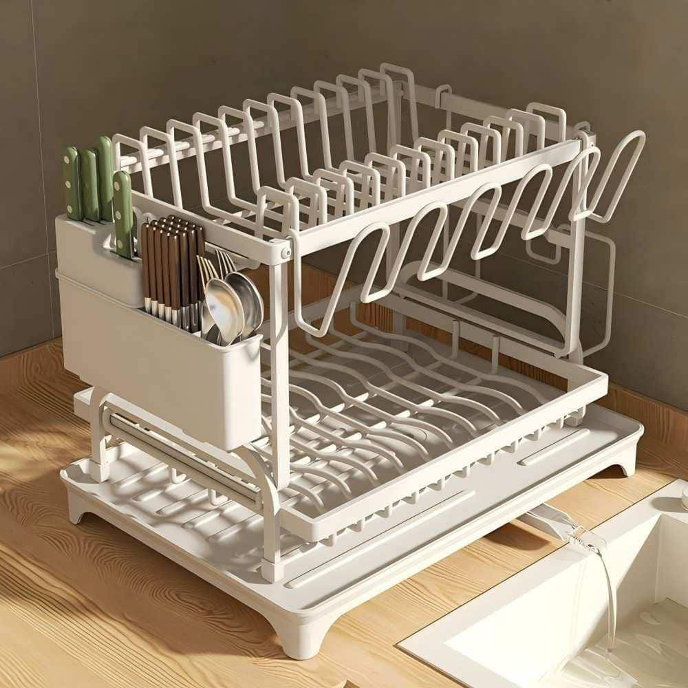 Bottom Dish Rack Tahanbath Kitchen Dish Rack-Large Capacity with Drain Board KT-7RD5KX ...