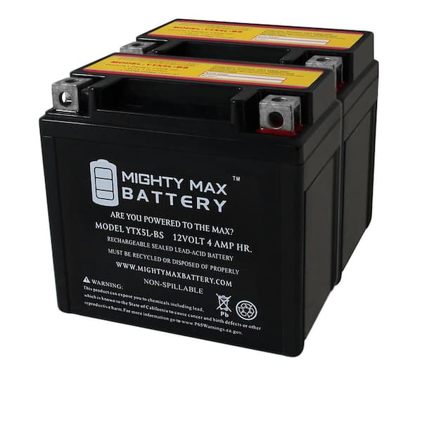 MIGHTY MAX BATTERY YTX5L-BS Replacement Battery Compatible with Yuasa PTX5LBS-FS - 2 Pack