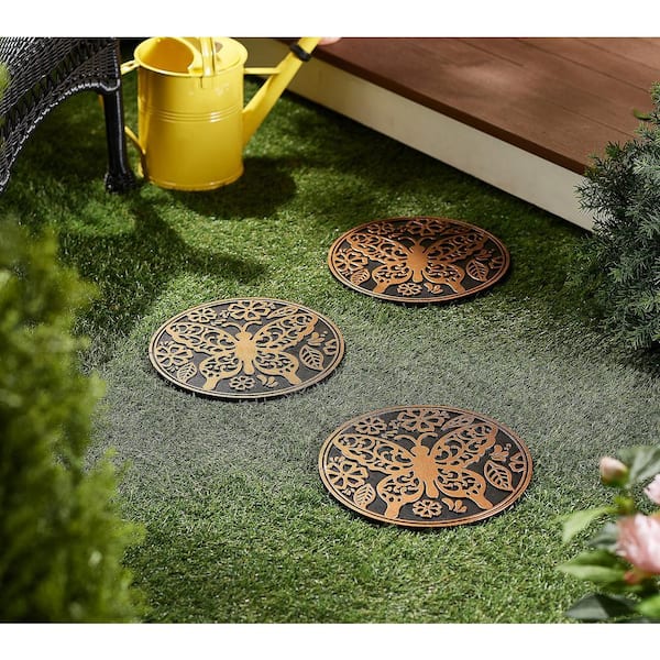 Evergreen 12 in. Butterfly Rubber Stepping Stones (Set of 3)