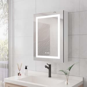 20 in. W x 6 in. D x 28 in. H Bath Vanity Cabinet without Top in Silver with Mirror Lights Wall Mounted